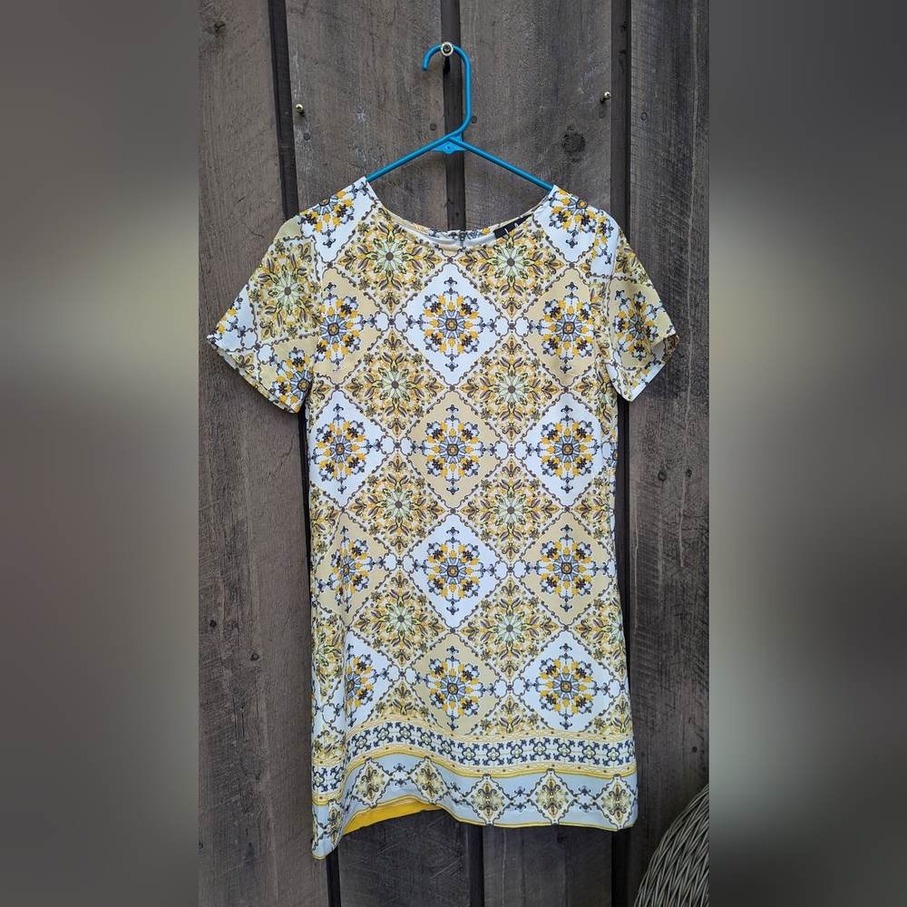 Lulu's Dandy Lion yellow tile dress